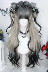 White/Black Gradient Long Curly Classic Sweet Lolita Wig - White/Black - 1