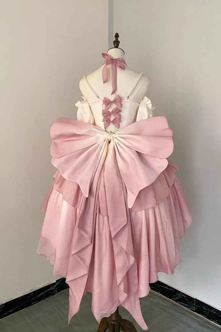 Gradient Pink Hanayome Hollow Bowknot Sweet Princess Lolita Dress - Product - 7