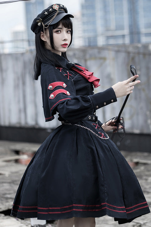 Black Punishment Execution Officer Series Military Style Shirt and Skirt Set Gothic Lolita Dress - Product - 5