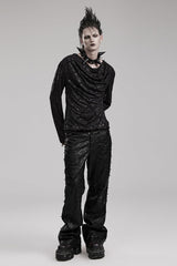 Black Cracked Leather Metal Nail Decoration Men's Steampunk Pointed Choker - Product - 5