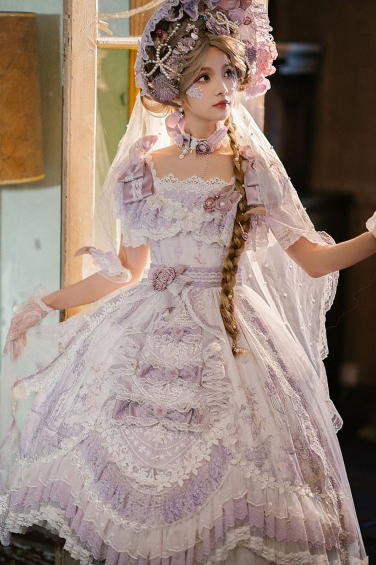 Purple The Key to the Secret Realm Gorgeous Wedding Princess Sweet Lolita Dress Set - Product - 2