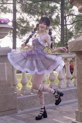 Purple Star Trail Star Yarn Multi-Layer Ballet Sweet Lolita Jsk Dress - Product - 2