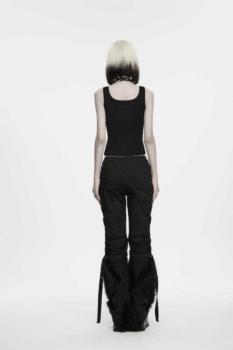 Black Printed Slim Fit Strappy Women's Punk Cool Vest - Product - 5
