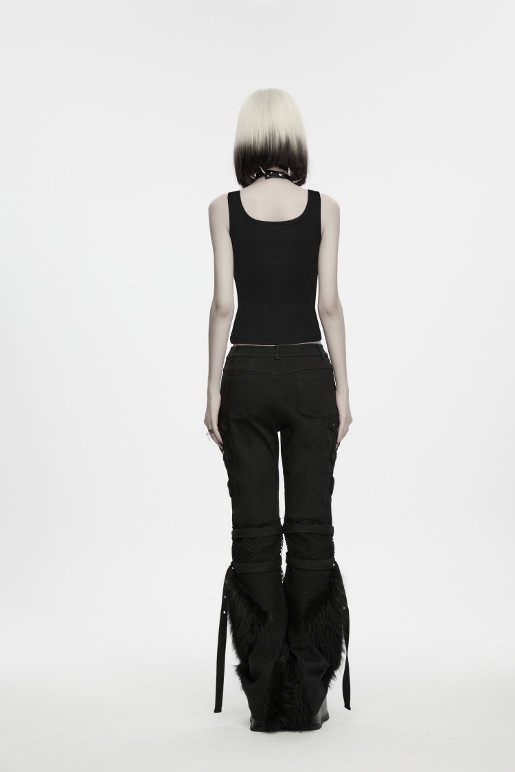 Black Printed Slim Fit Strappy Women's Punk Cool Vest - Product - 5
