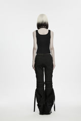 Black Printed Slim Fit Strappy Women's Punk Cool Vest - Product - 5