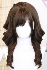 Chocolate Brown ¡°Soft Weave¡± Sweet Japanese Natural Curly Lolita Wig with Side Bangs - Product - 2