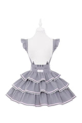Grey [Gloomy Cat Series] Sleeveless Triple-Layered Ruffled Sweet Suspender Cake Strap Dress - Product - 3