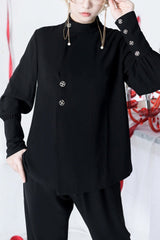 Black Princess Chronicles The Stars Change in Positions Ouji Lolita Blouse - Black - 1