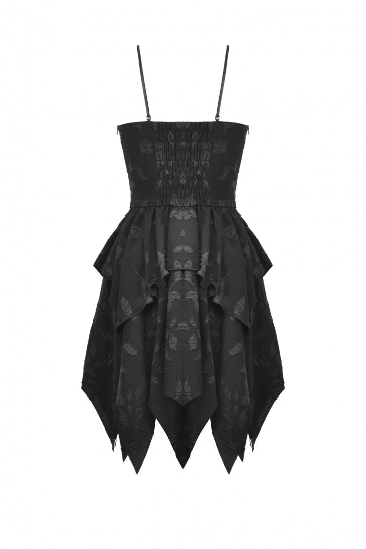 Black V Collar Sleeveless Halloween Printed Irregular Women's Gothic Slip Dress - Product - 9