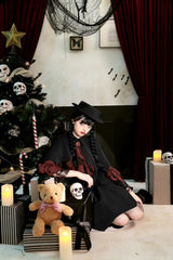 Black/Red Bat Collar Diamond Bat-Shaped Women's Gothic Capelet - Product - 16