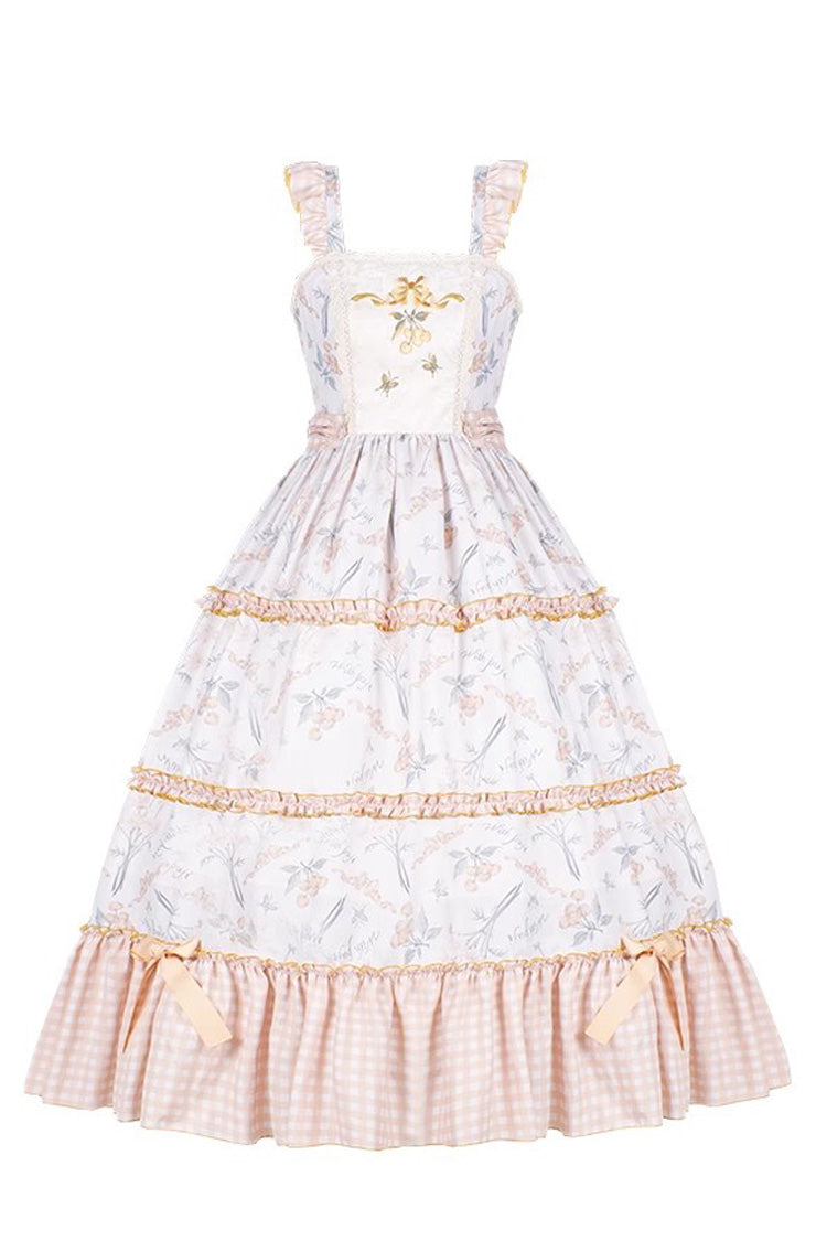 Multi-Color Cherry Butterfly Printed Embroidered Ruffle Sweet (Dress Only) detail view 2