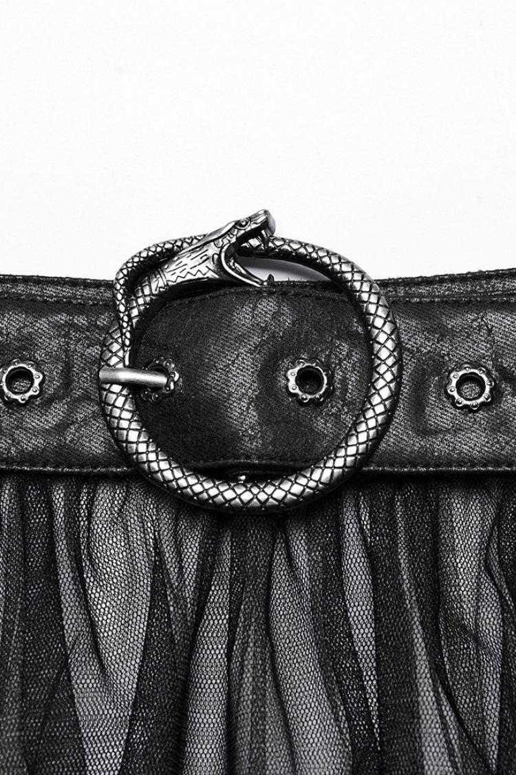 Ruffle Mesh Buckle Women's Steampunk Long Overskirt 3 Colors - Product - 5