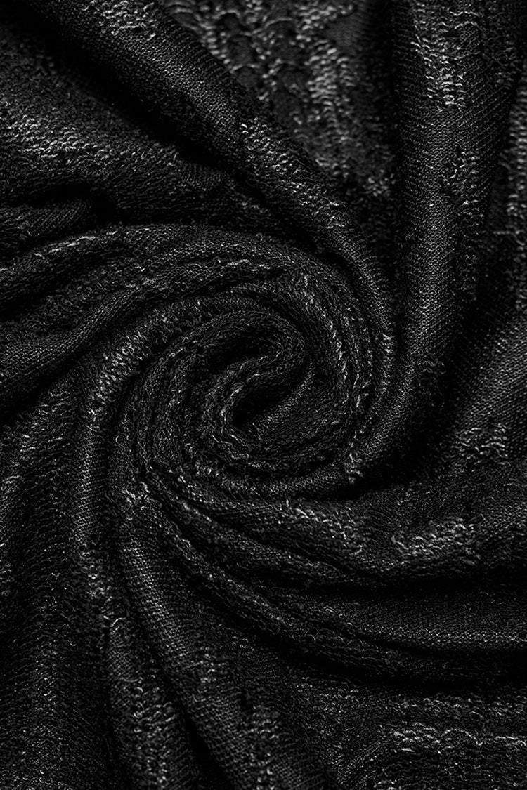 Black Round Collar Sleeveless Print Ripped Distressed Eyelet Men's Gothic Tank Top - Product - 8