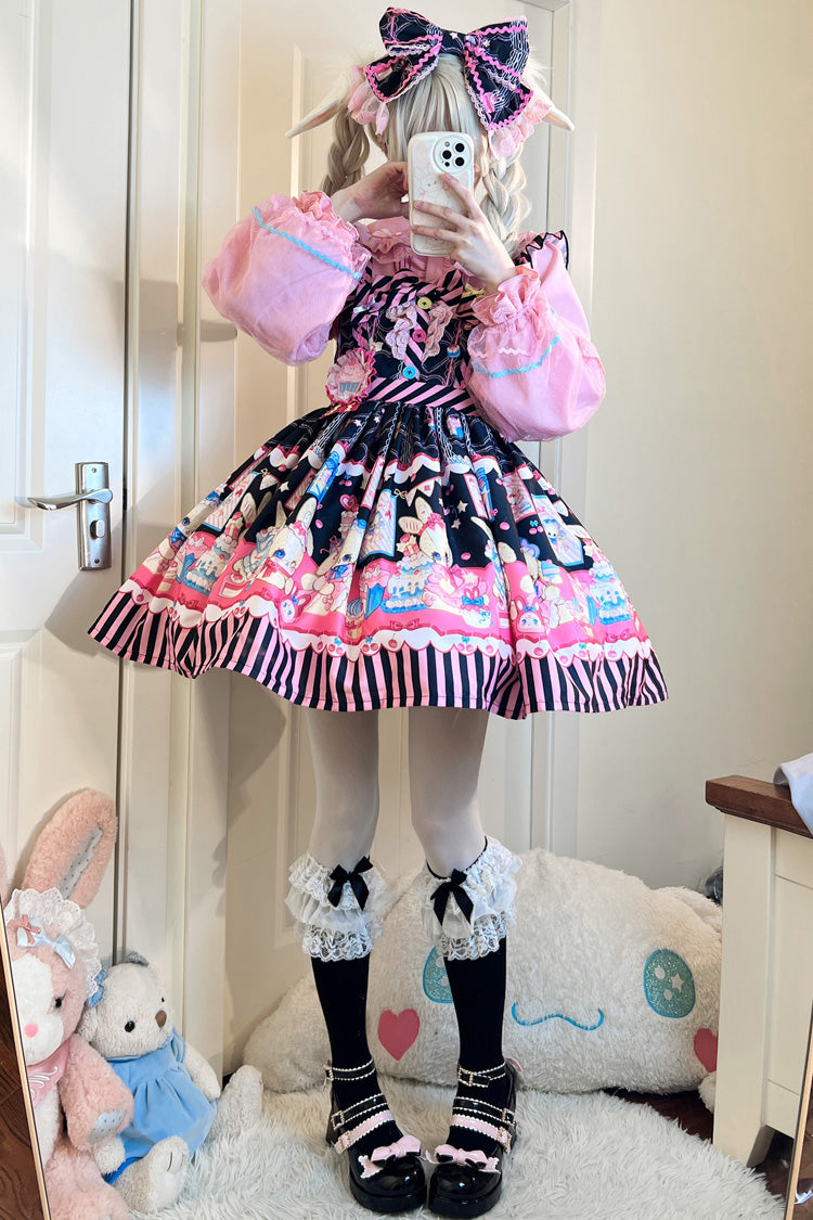 [Bunny Pastry Chef] Print Bowknot Gothic Japanese Lolita Jsk Dress 3 Colors - Product - 8