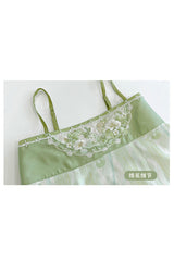 Green [Jade Green Grapes] High Waisted Embroidered Women's Sweet Hanfu Dress Set - Product - 7