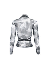 Black/Gay Tie Dyed Strappy Long Sleeved Womens Punk Shirt - Product - 8