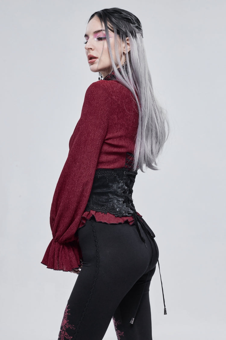 Black Embroidered Lace Lace-Up Slim Women's Gothic Underbust Corset - Product - 7