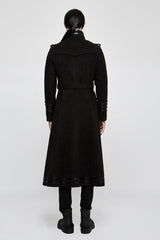 Black Military Uniform Double Breasted Men's Long Gothic Coat With Belt - Product - 3