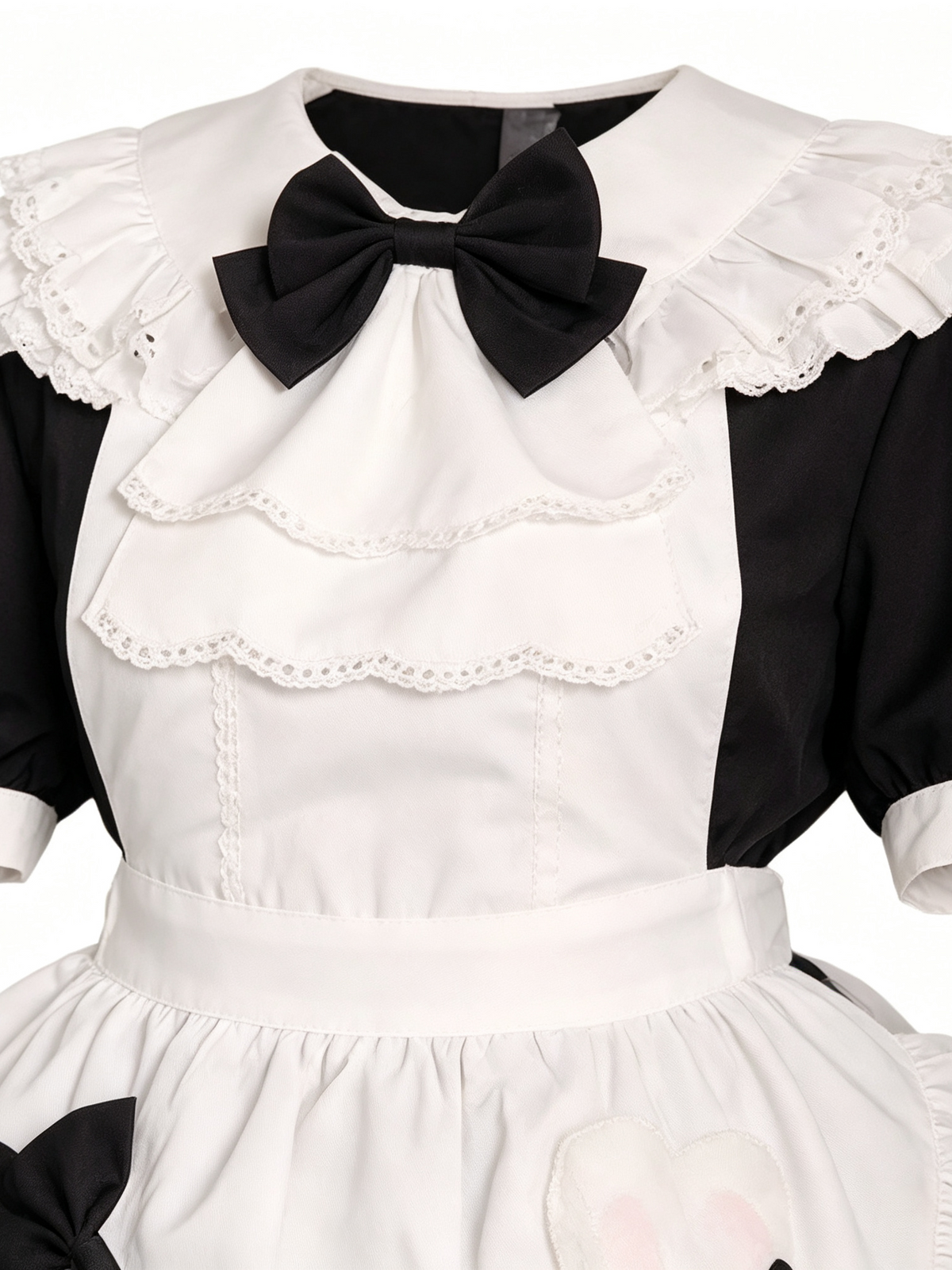 Lolita Style Ruffle Dress with Apron and Bow Accents 商品画像