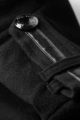 Black Military Uniform Double Breasted Men's Long Gothic Coat With Belt - Product - 6