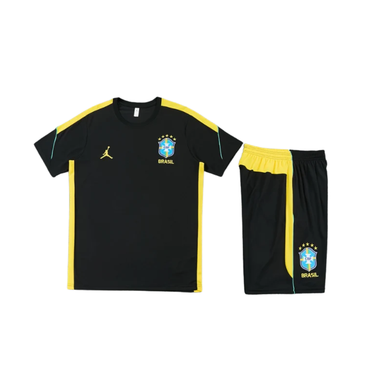 Brazil 2026 Short Sleeve/Shorts Tracksuit Black/Yellow 商品画像