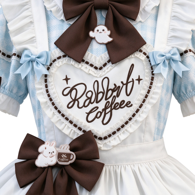 Sweet Plaid and White Lace Maid Lolita Dress with Apron - view 3