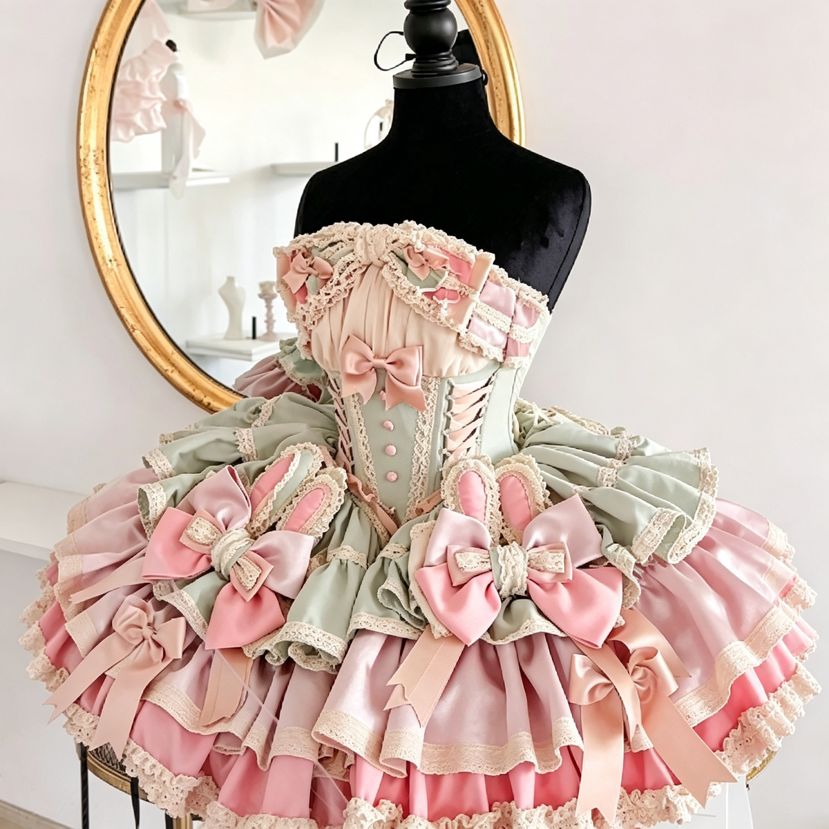 Ribbon Dance Multi-Layered Ruffle Bowknot Lace-Up Sweet Princess (Dress Only) detail view 2