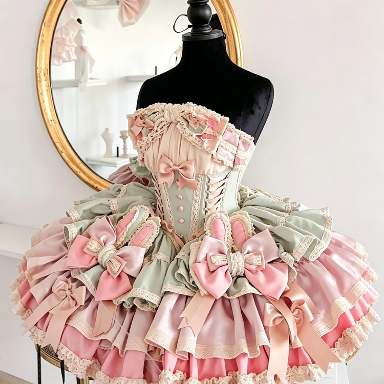 Ribbon Dance Multi-Layered Ruffle Bowknot Lace-Up Sweet Princess (Dress Only) detail view 2