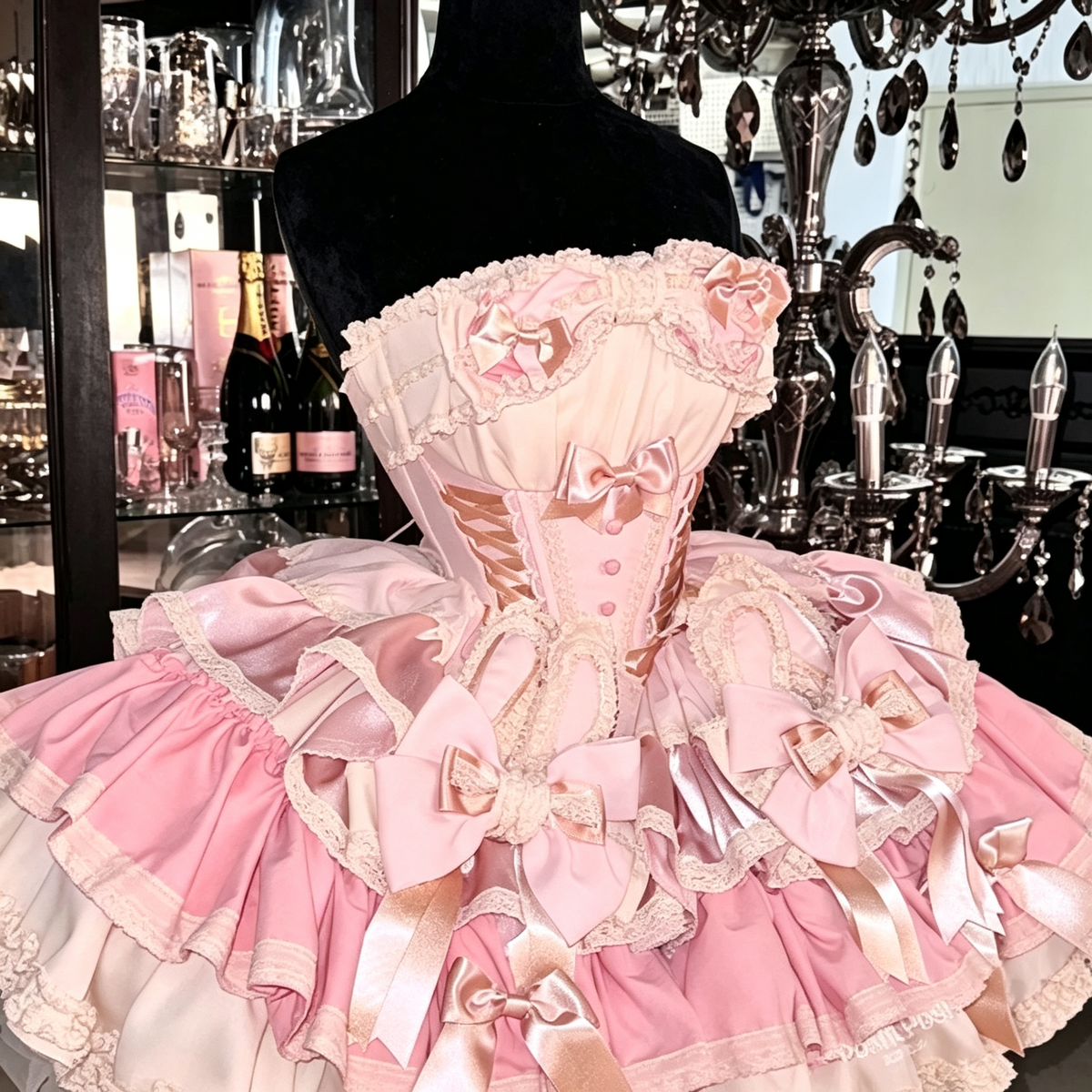 Ribbon Dance Multi-Layered Ruffle Bowknot Lace-Up Sweet Princess (Dress Only) detail view 8