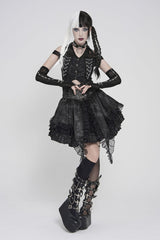 Black Off Shoulder Lace-Up Irregular Chain-Decorated Women's Punk Vest - Product - 6