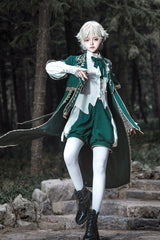 Green [Theocratic Messenger] Embroidery Classic Military Gorgeous Handsome Ouji Lolita Coat Blouse Shorts Set - Green - 1