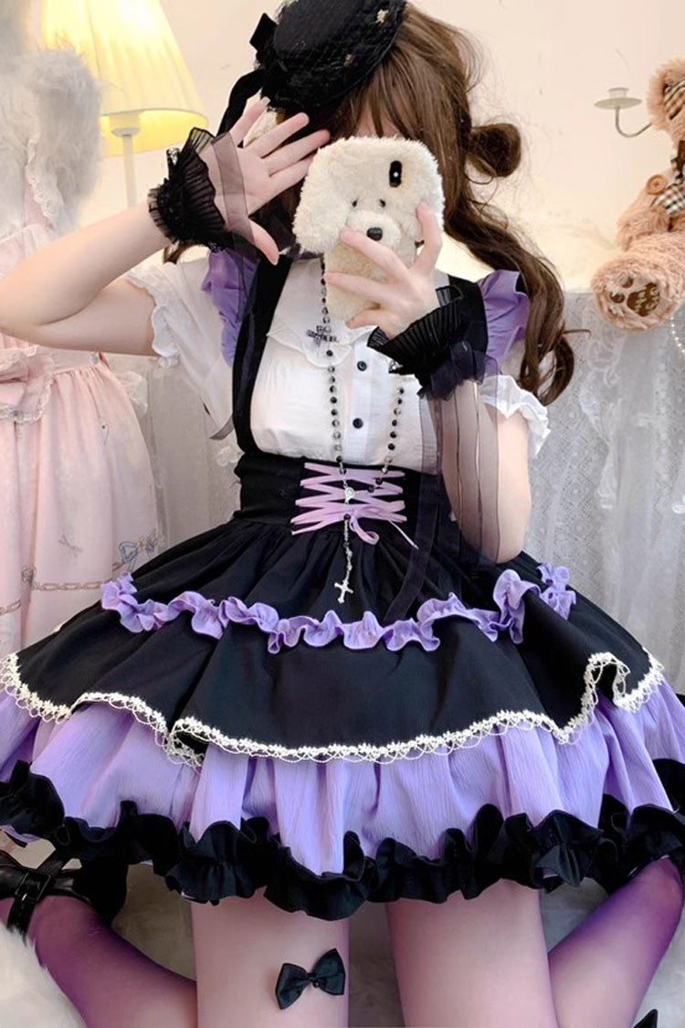 Strappy Doll Collar Ruffle Sweet Lolita Tiered Skirt 7 Colors - Product - 12