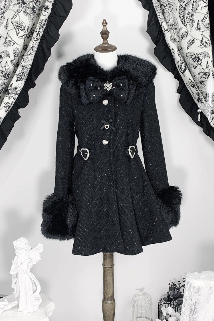 [Velvet Star Dream] Long Sleeves Bow Sweet Jirai Kei Japanese Overcoat 2 Colors - Product - 3