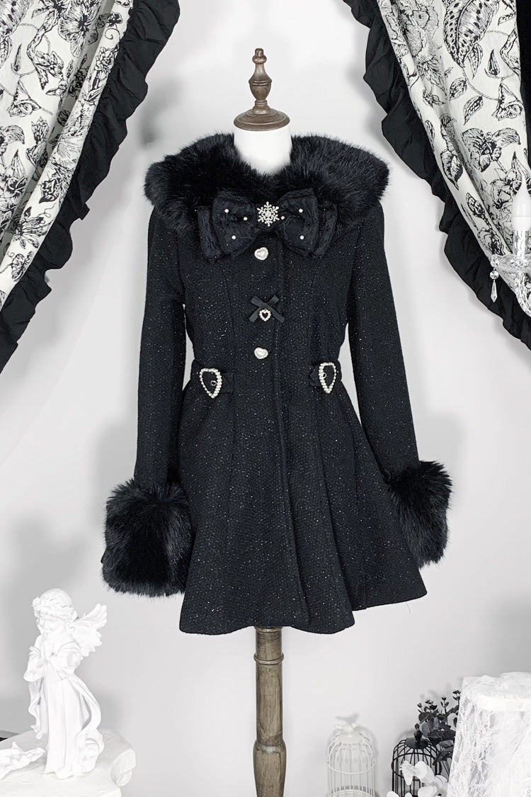 [Velvet Star Dream] Long Sleeves Bow Sweet Jirai Kei Japanese Overcoat 2 Colors - Product - 3
