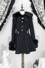 [Velvet Star Dream] Long Sleeves Bow Sweet Jirai Kei Japanese Overcoat 2 Colors - Product - 3