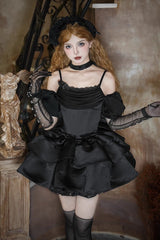 Black [Duet] Sleeveless Double-Layered Ruffle Bowknot Gothic Elegant Gorgeous Lolita Jsk Dress - Product - 3