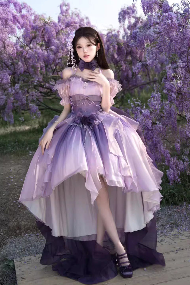 Purple Bowknot Irregular Sweet Princess Lolita Jsk Dress - Product - 6