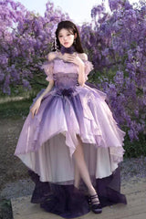 Purple Bowknot Irregular Sweet Princess Lolita Jsk Dress - Product - 6