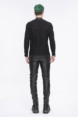 Black Stand Collar Mesh Splice Men's Punk Shirt - Product - 6