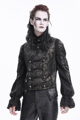 Gloden Sleeveless Floral Print Buckle-up Men's Gothic Vest - Gloden - 1