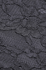 Black Round Collar Long Puff Sleeves Lace Lace-Up Hem High Low Women's Gothic Velvet Wedding Dress - Product - 20