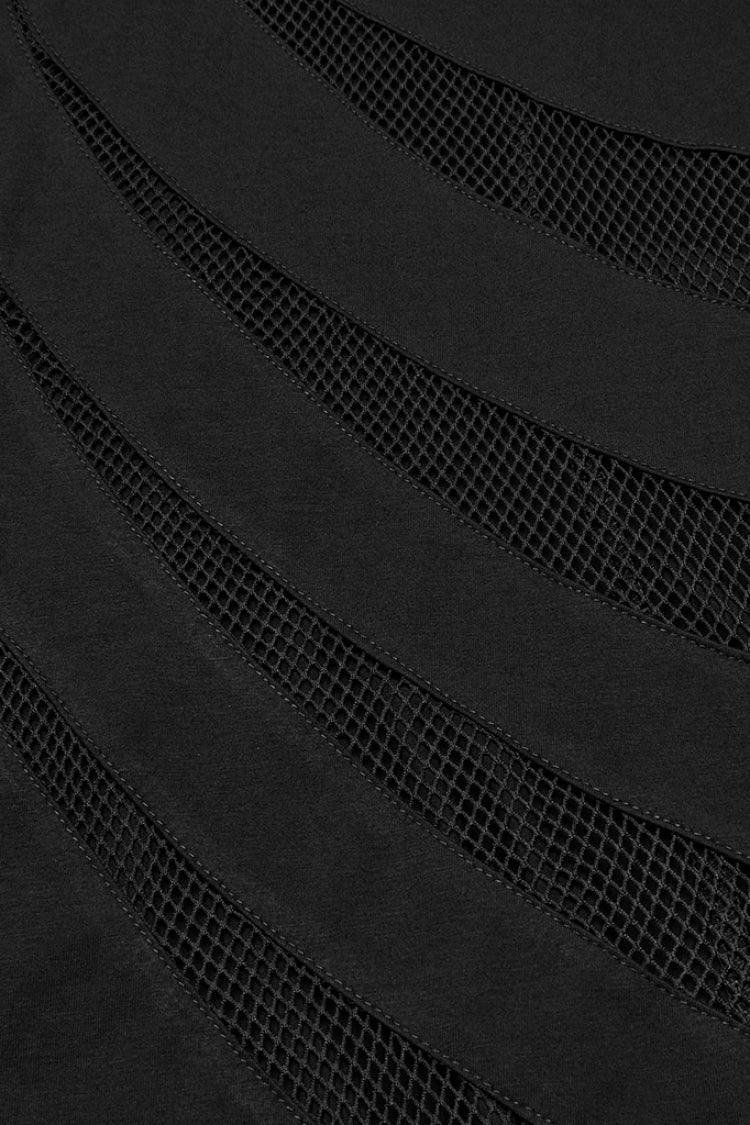 Black Sleeveless Stitching Mesh Women's Punk Fishtailed Honeymoon Slip Dress - Product - 6