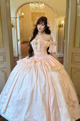 Pink [White Moonlight Lover] Romantic Commemorative Ceremony Sleeveless Ruffled Bow Lace Lace-Up Sweet Elegant Lolita Strapless Dress - Product - 9