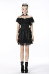 Black Floral Embroidered Lace-Up Strappy Women's Gothic Gorgeous Corset - Product - 9