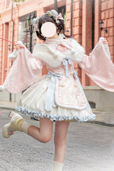 Pink Long Sleeves Ruffle Bowknot Sweet Chinese Style Lolita Dress - Product - 5