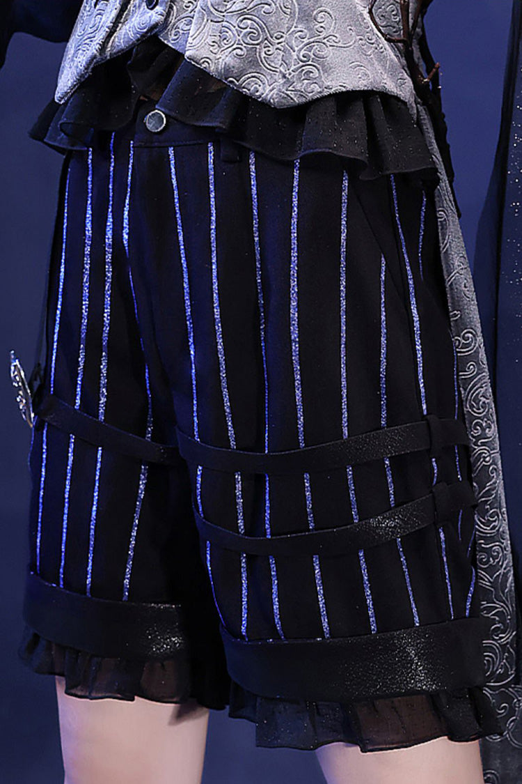Black/Blue Witch Night Patient Star Gothic Prince Handsome Ouji Lolita Set - Product - 8