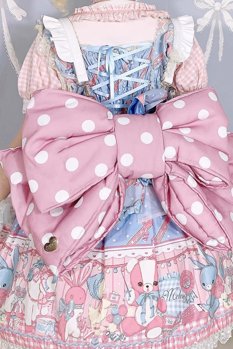 Pink/White Polka Dot Print Bowknot Shaped Sweet Lolita Backpack - Pink/White - 7