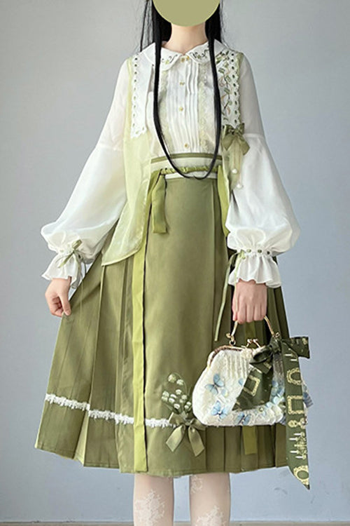 Green 2022 New Chinese Style Han Element Sweet Lolita Dress Full Set - Green - 1