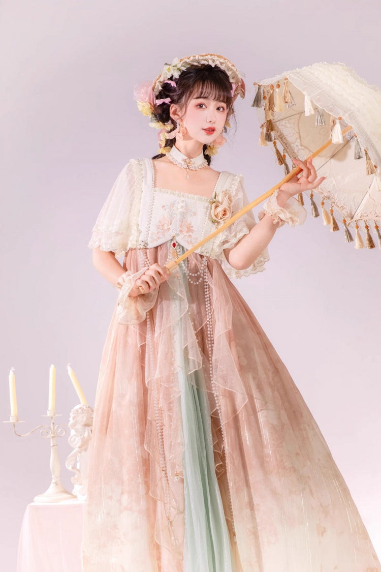 Multi-Color Ruffle Lace Sweet Chinese Style Elegant Princess Lolita Jsk Dress Set - Product - 9