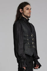 Black Rivet Buckle Men's Gothic Vest - Product - 2